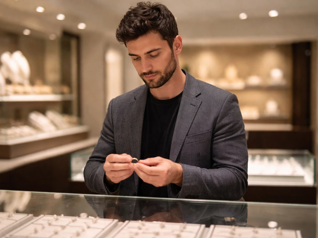 Mark Shami identified via a quiet jewelry-store scene with a blurred nameplate and tasteful displays